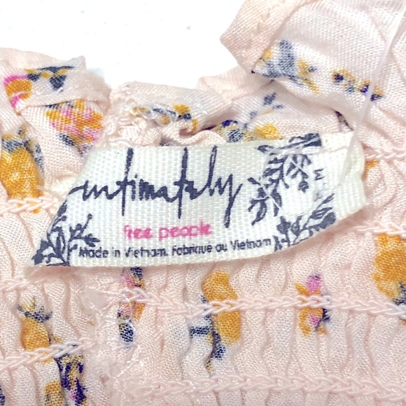 Free People Ivory Combo Floral Mini Dress Smocked Design Size M - Picture 12 of 13